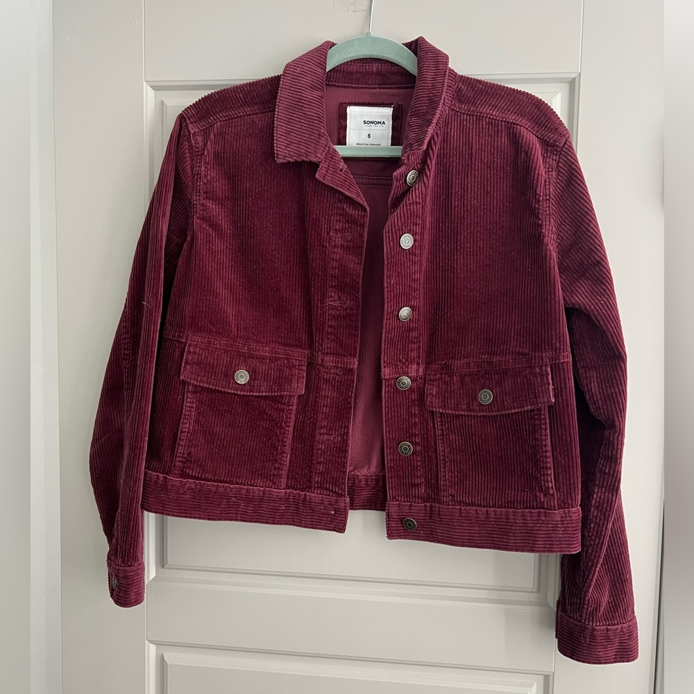 Sonoma Women's Deep Red Corduroy Utility Jacket